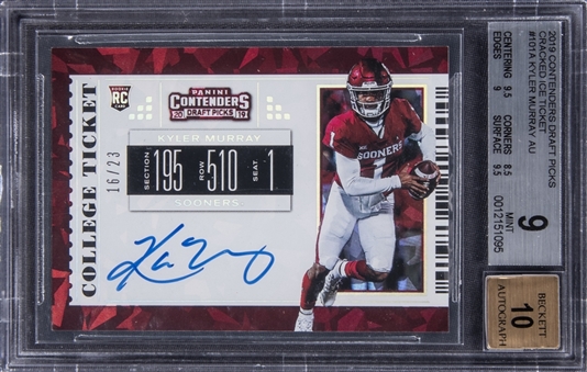 2019 Contenders Draft Picks Cracked Ice Ticket #101A Kyler Murray Signed Rookie Card (#16/23) - BGS MINT 9/BGS 10